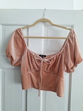 Velvet Crop Peasant Blouse